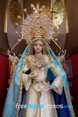 Marbella, Andalucia/spain - July 6 : Statue Of The Madonna In Th… Stock Photo