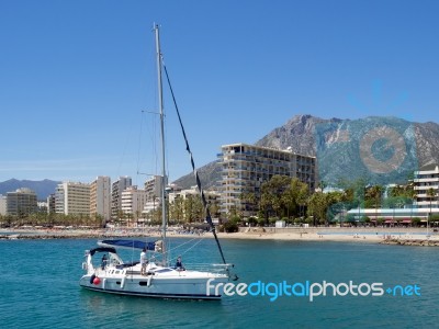 Marbella, Andalucia/spain - May 4 : Yacht Sailing Into The Marin… Stock Photo