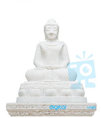 Marble Buddha Sculpture Isolated On White Stock Photo