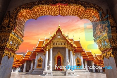 Marble Temple In Bangkok, Thailand Stock Photo