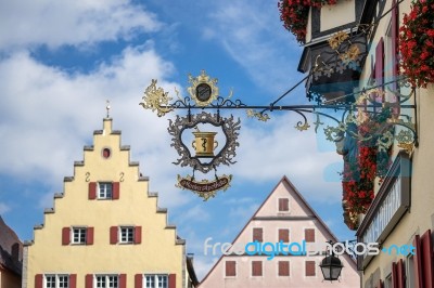 Marien-apotheke Hanging Sign In Rothenburg Stock Photo