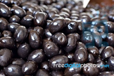 Marinated Black Olives Stock Photo