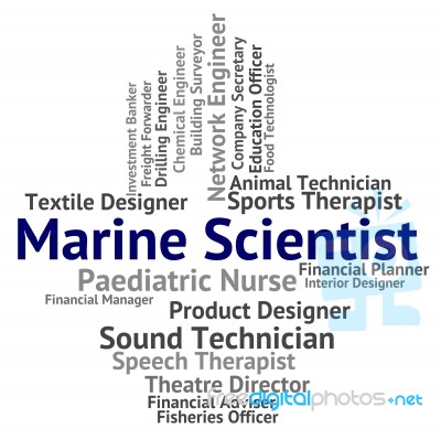 Marine Scientist Indicating Oceanic Seagoing And Technologist Stock Image