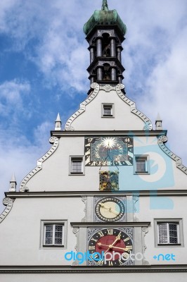 Market Place Square In Rothenburg Stock Photo