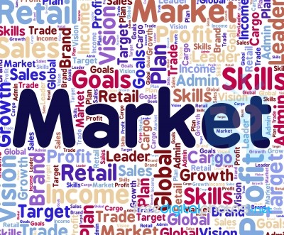 Market Word Means Mart Wordclouds And Wordcloud Stock Image