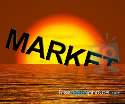 Market Word Sinking In Sea Stock Image