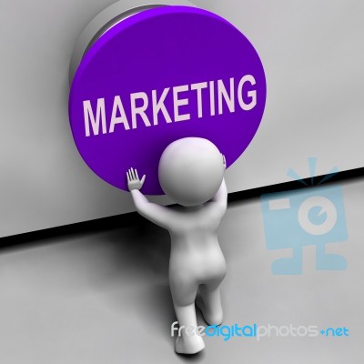 Marketing Button Means Brand Promotions And Advertising Stock Image