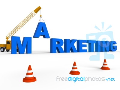 Marketing Crane Shows Sem And Seo 3d Rendering Stock Image