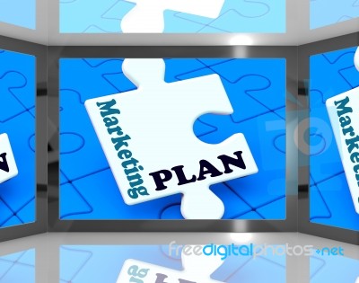 Marketing Plan On Screen Shows Marketing Strategies Stock Image