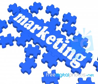 Marketing Puzzle Showing Advertising Sites Stock Image