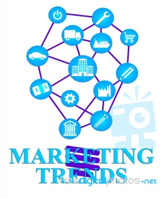 Marketing Trends Shows E-marketing E-commerce And Seo Stock Image