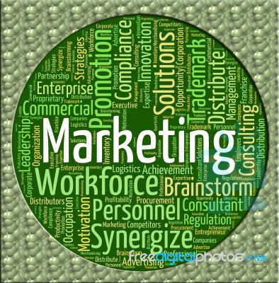 Marketing Word Indicates Words Promotion And Markets Stock Image