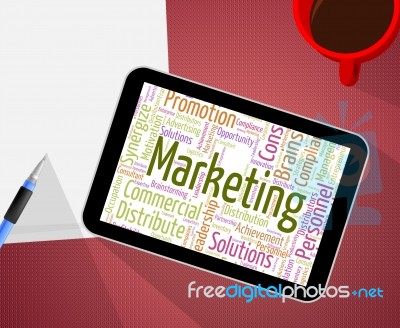 Marketing Word Means Sales Words And Wordclouds Stock Image