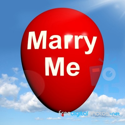 Marry Me Balloon Represents Lovers Proposed Engagement Stock Image