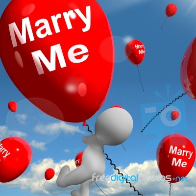 Marry Me Balloons Represents Engagement Proposal For Lovers Stock Image