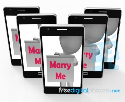 Marry Me Sign Shows Marriage Proposal And Engagement Stock Image