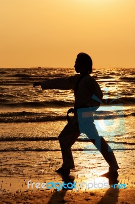 Martial Arts Man Training Taekwondo Stock Photo