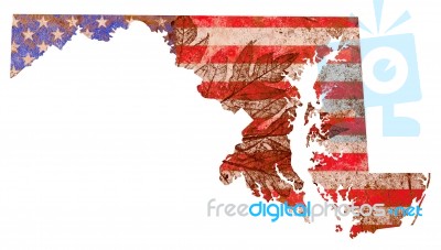 Maryland State Map Flag Pattern Stock Image