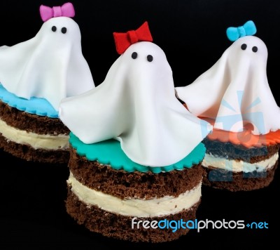 Marzipan Ghosts On The Cake Stock Photo