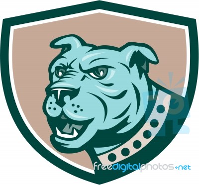 Mastiff Dog Mongrel Head Side Crest Cartoon Stock Image