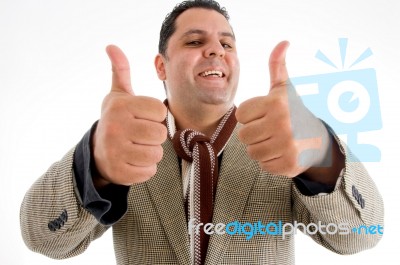 Mature Man Showing Thumbs Up Stock Photo