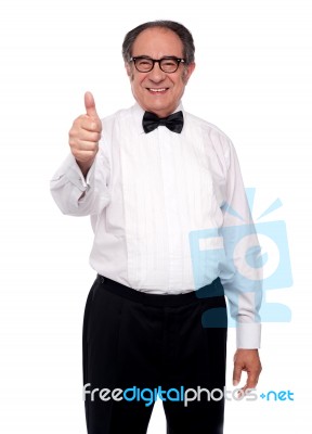 Matured Man Showing Thumbs Up Stock Photo