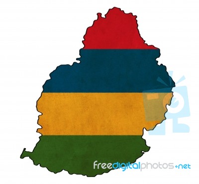 Mauritius Map On Mauritius Flag Drawing ,grunge And Retro Flag S… Stock Image