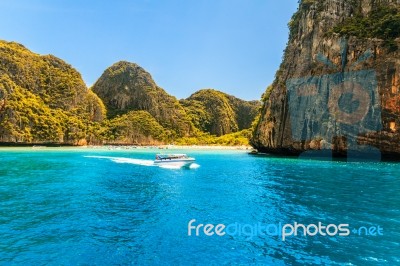 Maya Bay Phi Phi Islands Andaman Sea Krabi, South Of Thailand Stock Photo