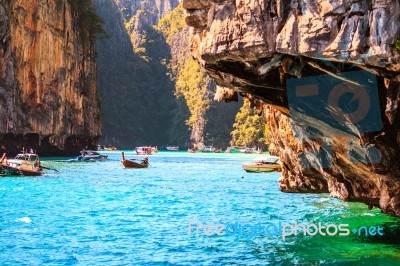 Maya Bay Phi Phi Islands Andaman Sea Krabi, South Of Thailand Stock Photo