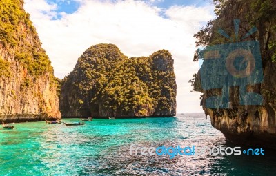 Maya Bay Phi Phi Islands Andaman Sea Krabi, South Of Thailand Stock Photo