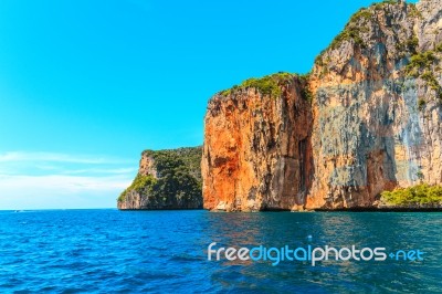 Maya Bay Phi Phi Islands Andaman Sea Krabi, South Of Thailand Stock Photo