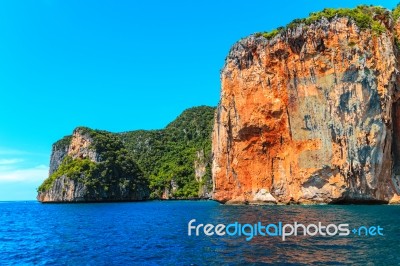 Maya Bay Phi Phi Islands Andaman Sea Krabi, South Of Thailand Stock Photo