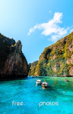 Maya Bay Phi Phi Islands Andaman Sea Krabi, South Of Thailand Stock Photo