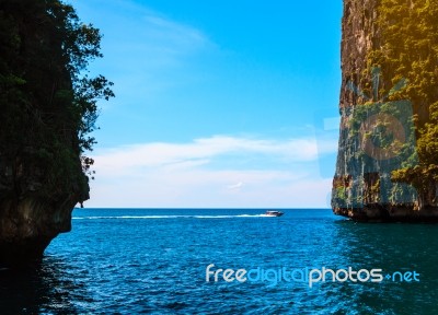 Maya Bay Phi Phi Islands Andaman Sea Krabi, South Of Thailand Stock Photo