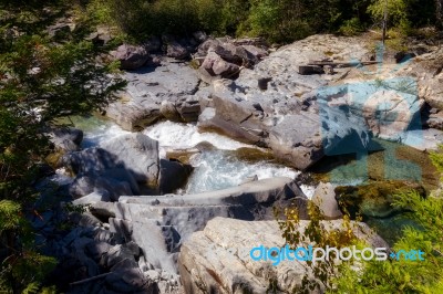 Mcdonald Creek In Glacier National Park Stock Photo