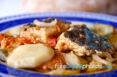 Meal Of Cod Fish And Potatoes Stock Photo