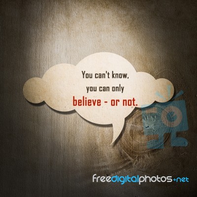 Meaningful Quote On Paper Cloud With Wooden Background Stock Photo