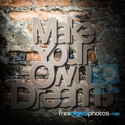 Meaningful Word On Old Brick Wall Background Stock Photo