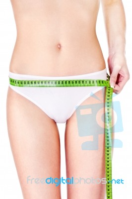 Measure Tape Around Hip Stock Photo