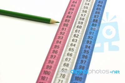 Measuring Tape With Pencil Stock Photo