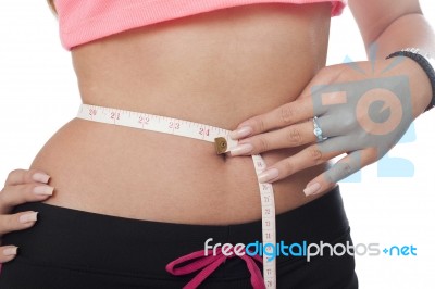 Measuring Waist Stock Photo