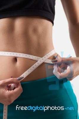 Measuring Waist Circumference Stock Photo