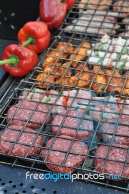 Meat On Barbecue Stock Photo