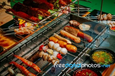 Meat On Barbecue Stock Photo