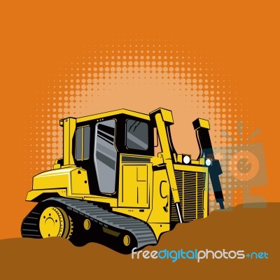 Mechanical Digger Excavator Retro Stock Image