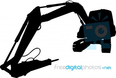 Mechanical Digger Excavator Silhouette Stock Image