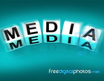 Media Blocks Displays Radio Tv Newspapers And Multimedia Stock Image