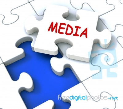 Media Jigsaw Shows News Multimedia Newspapers Radio Or Tv Stock Image