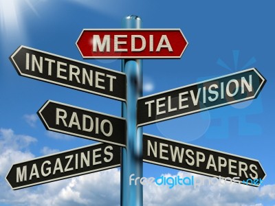 Media Signpost Stock Image