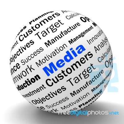 Media Sphere Definition Shows Diffusion Channels Or Online Media… Stock Image